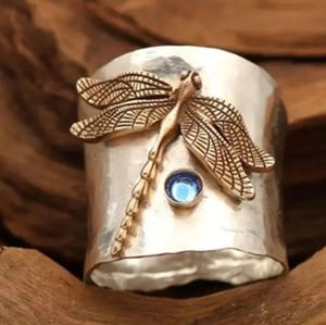 Dragonfly hammered pltd ring